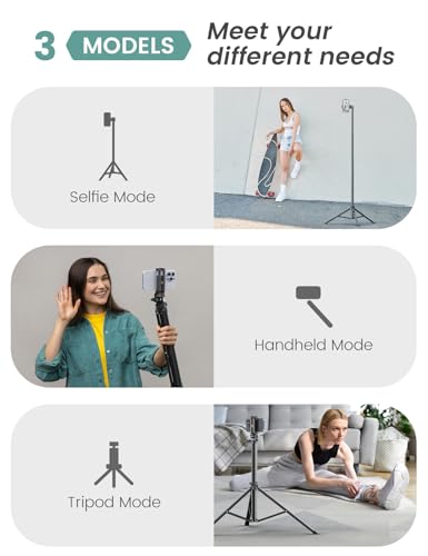 71''/180cm Extendable Phone Tripod Aluminum, Portable Stand for Video Recording, Travel Tripod for iPhone/Cell Phone/Camera Video Light, Compatible with Smartphones, DSLR - style: 71''