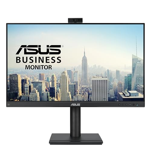 ASUS 27” 1080P Video Conferencing Monitor (BE279QFK) - Full HD, IPS, 100Hz, Frameless, Built-in Webcam, Mic Array, Speaker, Height Adjustable, Ergonomic Design, Eye Care, Wall Mountable, 3 yr warranty - style: 27" IPS 100Hz Webcam Mic Array