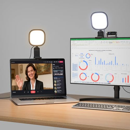 Upgraded Ring Light for Laptop, Monitor & Desk (2-Pack) – Eye-Caring Diffused LED Computer Light with Screen-Safe Clip, Adjustable Mount, CRI 97.8+, 50 Lighting Modes for Zoom, Video Calls, Streaming - color: Black 2 Pack
