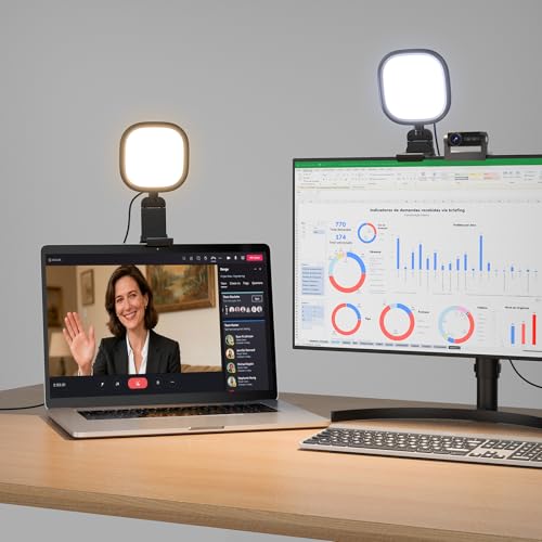 Upgraded Ring Light for Laptop, Monitor & Desk (2-Pack) – Eye-Caring Diffused LED Computer Light with Screen-Safe Clip, Adjustable Mount, CRI 97.8+, 50 Lighting Modes for Zoom, Video Calls, Streaming - color: Black 2 Pack