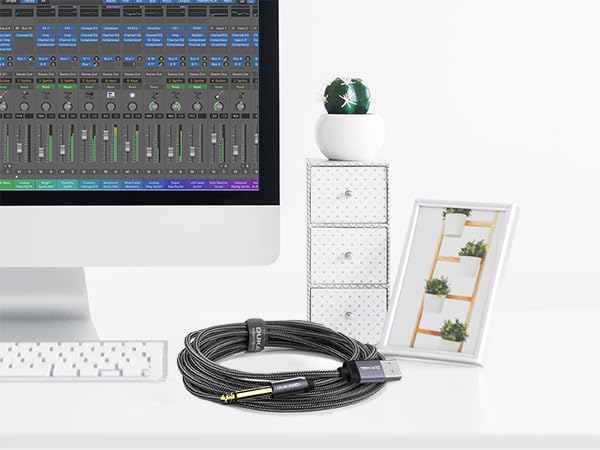 DUKABEL USB Guitar Cable, USB-A to 1/4 TS Cord for Guitar Recording, 8Feet/2.4Meter Instrument Mono Cord for Bass, Mixer, PC, Laptop(Donot Work with RockSmith) - style: USB to 1/4 inch