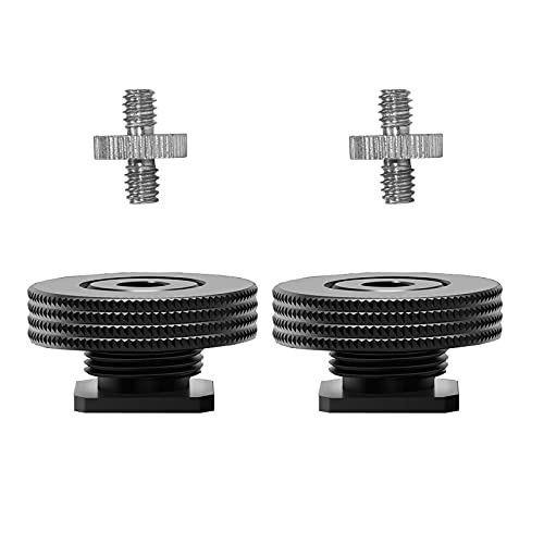 1/4" Female to Hot Shoe Adapter - 2 Packs, Hot Shoe Mount Adapter with 1/4" Male Screw for Magic Arm, Monitor, Video Light