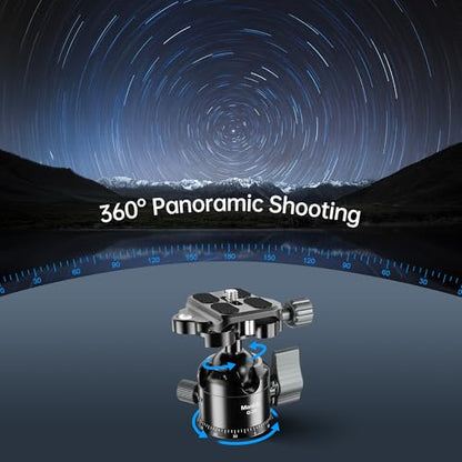 Manbily Low Profile Camera Tripod Ball Head, 28mm CNC Aluminum 360° Panorama Ball Head with Dual U-Shaped Slots for Tripod Monopod Slider DSLR Camera Camcorder, Max Load 22lbs/10kg
