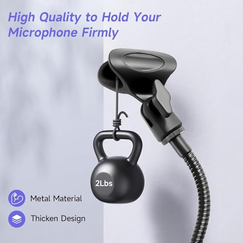 Podium Microphone Holder & Mic Holder -13.78" Flexible Gooseneck Desktop Mic Stands Holder for Lectern Podium Podcast Meetings Lectures Pulpit Streaming Gaming Studio - style: Clamp Desk Mic Holder