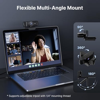 NexiGo 1080P 60FPS Webcam with Software Control and Microphone, AutoFocus, w/Privacy Cover, N680P Pro Computer Web Camera for Skype Zoom Teams, Mac PC Laptop Desktop - style: Webcam with Built-in Cover