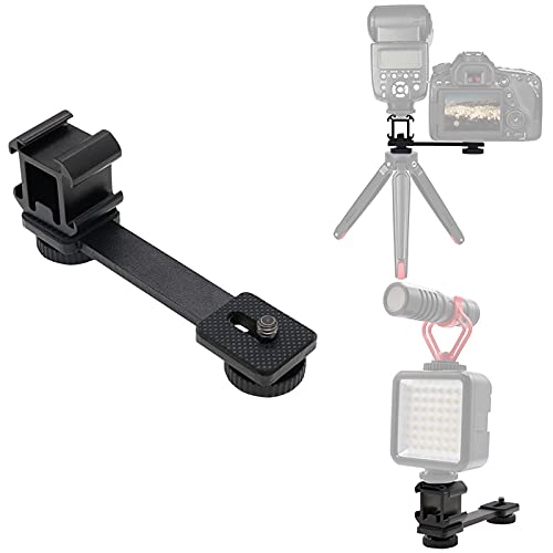 Triple Cold Shoe Mount Extension Bar Bracket with 1/4 Adapter for Zhiyun Smooth 4 DJI Osmo Pocket Osmo Mobile 3 Feiyutech Vimble 2 3-Axis Gimbal Accessories