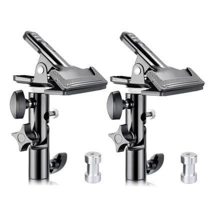 2 PCS Heavy Duty Metal Clamp Holder with 5/8" Light Stand Attachment Reflector Clamp with Umbrella Hole and Screw Mount for Photo Studio Reflectors | Reflector Clamp, Umbrella Hole, Screw Mount, Photo Studio Reflectors