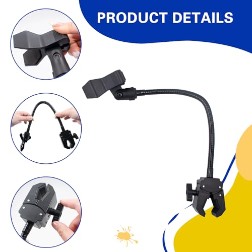 Gooseneck Microphone Stand with Crab Clamp, Flexible Mic Arm, Adjustable Desk Mic Stand with Mic Clip for Recording, Podcast, Lectures, Meetings, Live Streaming & Broadcast Equipment TV Stations