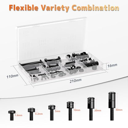Universal TV Mounting Hardware Screw Kit - Complete Set of M4 M5 M6 M8 Bolts with Washers & Spacers for Most TV Wall Mounts/Display up to 80 inches, Fits VESA Standard (Black)