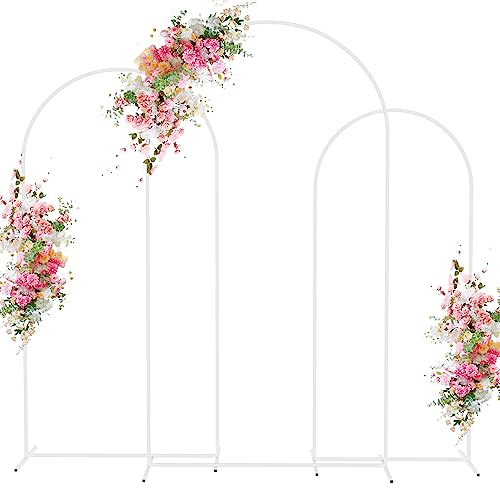 Wokceer Wedding Arch Backdrop Stand 7.2FT, 6.6FT, 6FT Set of 3 White Metal Wedding Arch Stand for Wedding Ceremony Baby Shower Birthday Party Garden Floral Balloon Arch Decoration - color: White, size: 7.2FT, 6.6FT, 6FT