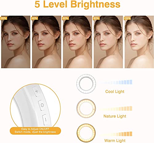 Clip on Ring Light, Kimwood Rechargeable 60 LED Selfie Ring Light for Phone, Laptop, Tablet (3 Models, 5 Level Brightness) - color: 3 Models, 5 Level Brightness