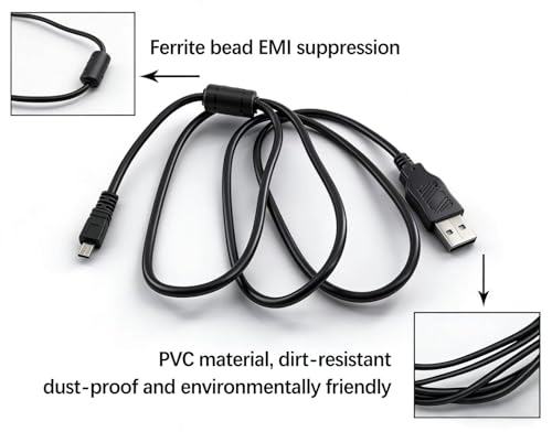 Replacement USB camera charging cable transmission sync data cable，compatible with Nikon Coolpix A300, A10, A100, UC-e16, UC-E23, L31, L32, Nikon SLR cameras D750, D7200,D3300, D300 (black 3.3FT)