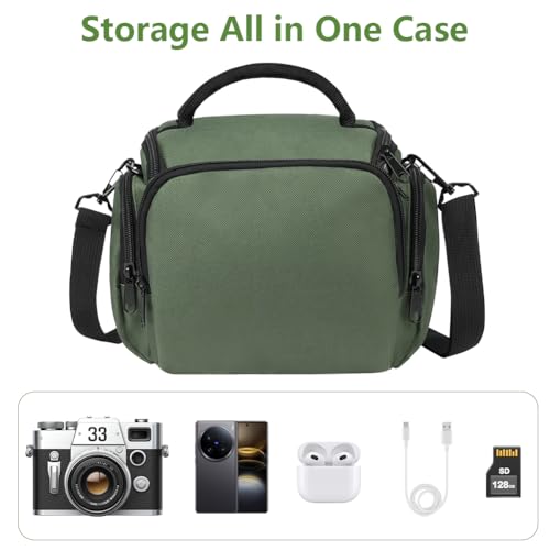 Ainiv DSLR Camera Bag, Waterproof Anti-Shock SLR Camera Case, Large Adjustable Shoulder Strap Camera Backpack, Portable Crossbody Single Shoulder Backpacks Compatible with Canon, Sony, Nikon, Green - color: Green