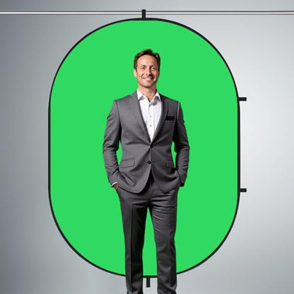 Kate Collapsible Pop-Up Backdrop for Self-Tape Auditions, Professional Headshots, Video Conferencing & Live Streaming - Portable Photography Background (5'x6.5' / 1.5x2m,Blue/Green - color: Blue/Green