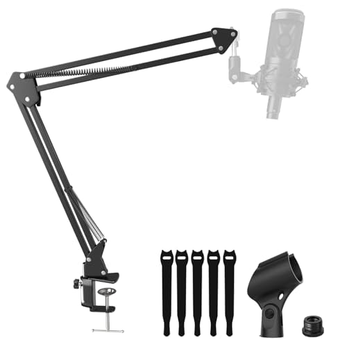 Mic Boom Arm Stand [MAX 3.3lbs ] Heavy Duty Microphone Holder Desk Mics Scissor Mount Streaming Accessories for Blue Yeti HyperX QuadCast S SoloCast snowball Fifine K669B AT2020 - Medium - size: Microphone Boom Arm Stand for Multiple Models