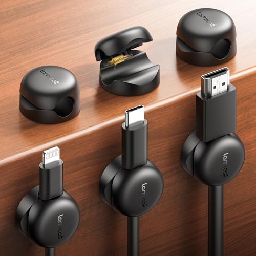 Lamicall Cable Clips, Spring Cord Organizer Holder - 6Pack Compact Desk Cable Management Clips, Nightstand Phone Charging Cord Holder, 8mm Slot Adhesive Wire Organizer, Desk Office Accessory - color: Black, size: 6Pack