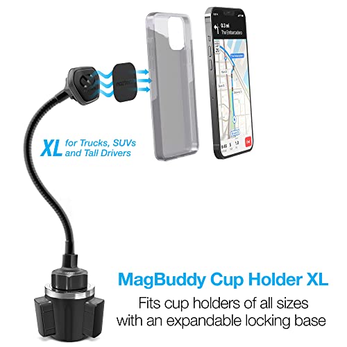Naztech MagBuddy Elite XL Car Phone Holder - Magnetic Mount for Cup Holder with 11 Inch Gooseneck & 360 Degree Swivel, Universal Compatibility for iPhone, Android & GPS Units