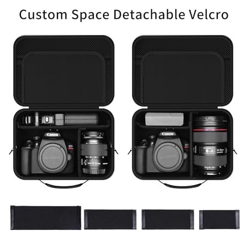 Hard Shell Camera Case Compatible with Canon EOS Rebel T7/R50/R100 and More DSLR & Mirrorless Cameras – Portable Travel Bag with Adjustable Dividers, Mesh Pocket & Shoulder Strap (Pink) - color: Pink