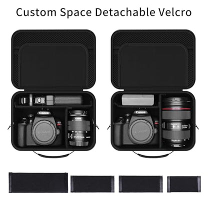 Hard Shell Camera Case Compatible with Canon EOS Rebel T7/R50/R100 and More DSLR & Mirrorless Cameras – Portable Travel Bag with Adjustable Dividers, Mesh Pocket & Shoulder Strap (Pink) - color: Pink