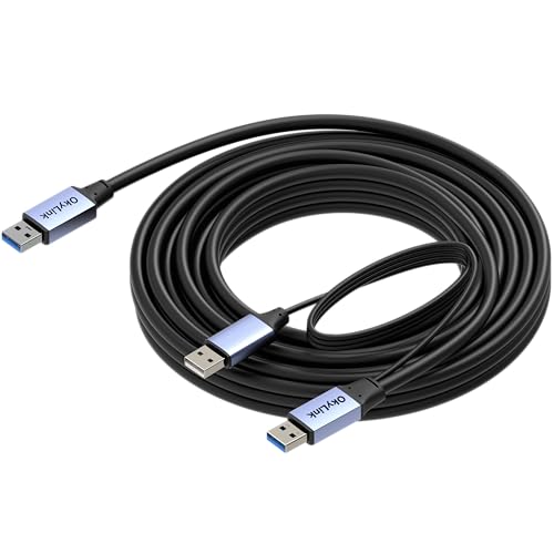 OkyLink Active USB 3.0 Data Cable A to A, Male to Male 5Gbps, 25ft | 8M, 3.2 Gen 1, Includes power cable, suitable for Industrial Printer and Scanner - color: USB3.0(5Gbps), size: 25ft (8m)