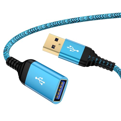 ABCPOW USB Extender Cable 6FT Type A Extension Cable 6 Feet Type A Male to A Female Cord Type A 3.0 Extension Cord Data Transfer Wire for Phone Webcam USB Keyboard Flash Drive Hard Drive Printer - color: Blue
