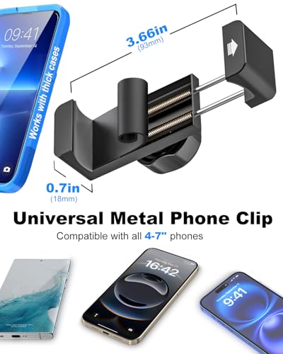 Universal Phone Holder for Gun/Bow [Portable Lightweight] Metal Adjusting Arm Crossbow Gun Scope Phone Mount Clamp for iPhone 17 Pro Max 16 15 14 Plus Android Smartphone, Hunting Phone Mount