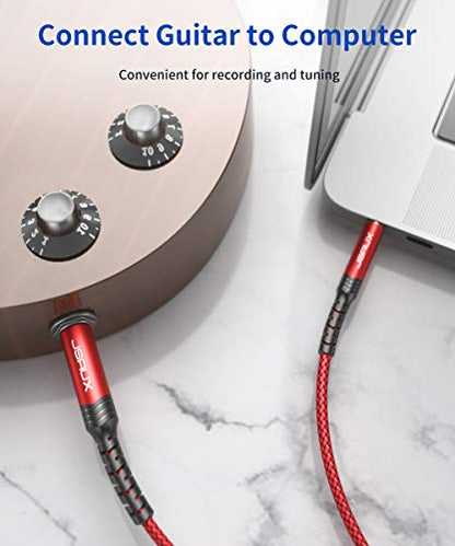 JSAUX 1/4 to 1/8 Cable Stereo Audio Cable 10FT, 6.35mm 1/4" Male to 3.5mm 1/8" Male TRS Bidirectional Stereo Audio Cable Jack for Guitar, Home Theater Devices, Speaker and Amplifiers-Red - color: Red, size: 10ft