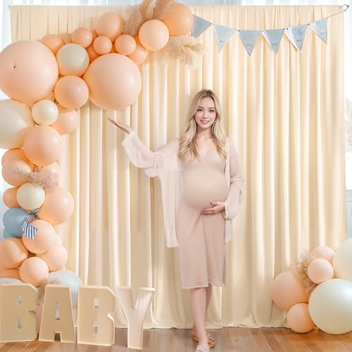 Deep Champagne Backdrop Curtain 2 Panels-Wrinkle-Free Curtains Polyester Photography Drapes for Baby Shower Birthday Party Photo Background Backdrop Stand- 8 X10FT (Champagne) - color: Champagne, size: W4' x H10'(2 panels)