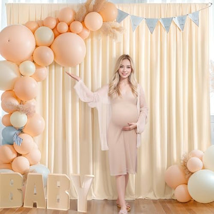 Deep Champagne Backdrop Curtain 2 Panels-Wrinkle-Free Curtains Polyester Photography Drapes for Baby Shower Birthday Party Photo Background Backdrop Stand- 8 X10FT (Champagne) - color: Champagne, size: W4' x H10'(2 panels)