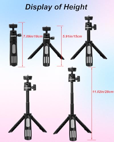 CAMBOFOTO Mini Tripod, Compact Lightweight Stand for Vlogging, Live Streaming, Stable Durable Celephone Tripod, Ideal for Home Office and Content Creators, with Phone Holder and Action Camera Mount