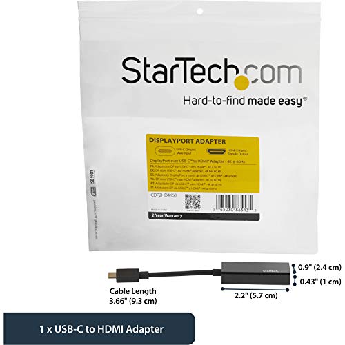 StarTech USB-C to HDMI Adapter Dongle, 4K 60Hz, DP Alt Mode, Reversible - color: Black, style: 4K 60Hz