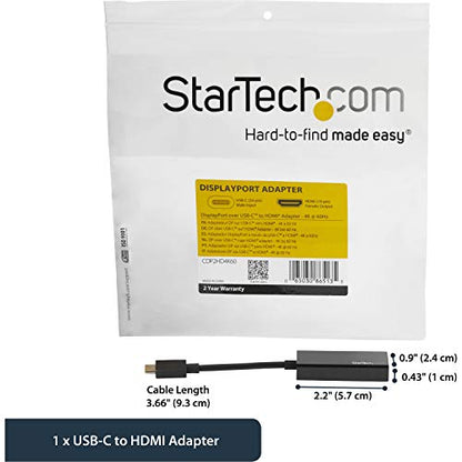 StarTech USB-C to HDMI Adapter Dongle, 4K 60Hz, DP Alt Mode, Reversible - color: Black, style: 4K 60Hz