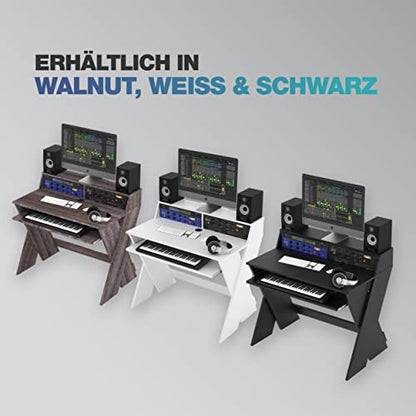 Glorious Sound Desk Compact Professional Studio Workstation with Pull-out Keyboard Compartment (Walnut) - color: Walnut