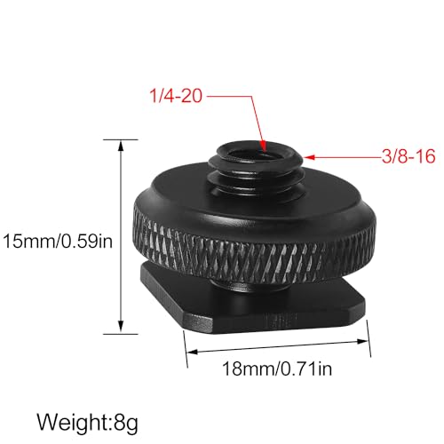 2PCS Hot Shoe Adapter 3/8 Male to 1/4 Female Single Layer Hot Shoe Bracket Extension Screw Flash Stand Tripod Phone Holder Photography Tripod Plate Converter for Video Lights Monitors