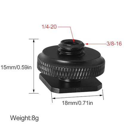 2PCS Hot Shoe Adapter 3/8 Male to 1/4 Female Single Layer Hot Shoe Bracket Extension Screw Flash Stand Tripod Phone Holder Photography Tripod Plate Converter for Video Lights Monitors