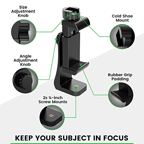 KobraTech iPhone Tripod Mount Adapter - Fits Any Smartphone - Includes Bluetooth Remote Shutter - UniMount 360 Universal Phone Holder for Tripod - size: Standard