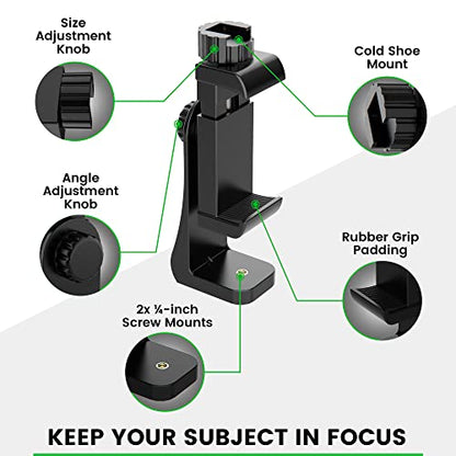 KobraTech iPhone Tripod Mount Adapter - Fits Any Smartphone - Includes Bluetooth Remote Shutter - UniMount 360 Universal Phone Holder for Tripod - size: Standard