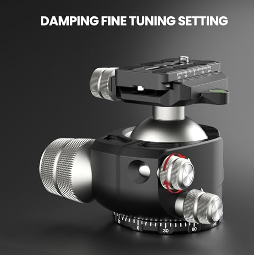 EVUMO DX55 Ball Head, 55mm Low Profile Heavy Duty CNC Panoramic Tripod Ball Head Mount with Mlok Arca Swiss Quick Release Plate for Camera Tripod Monopod DSLR Camcorder Telescope, Max Load 88lb/40kg