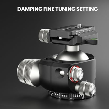 EVUMO DX55 Ball Head, 55mm Low Profile Heavy Duty CNC Panoramic Tripod Ball Head Mount with Mlok Arca Swiss Quick Release Plate for Camera Tripod Monopod DSLR Camcorder Telescope, Max Load 88lb/40kg