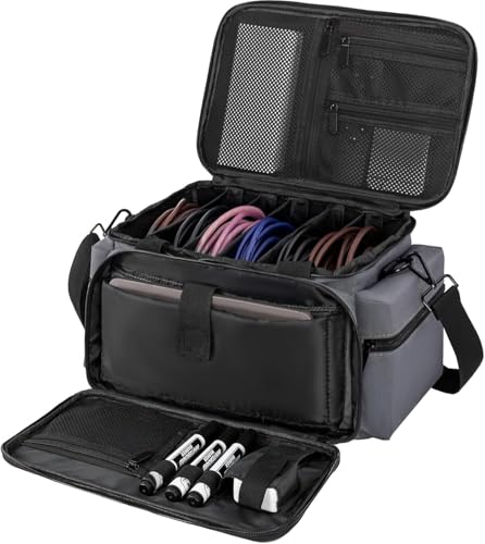 AKOZLIN Cable File Bag with Detachable Dividers for DJ Gear, Sound Instrument Accessories - color: Grey-Black, size: 8 Dividers-16"x11"x10"