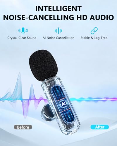 Wireless Lavalier Microphones, Wireless Microphone for Video Recording, Interview, Podcast