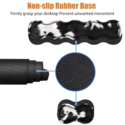 4 in 1 Ergonomic Keyboard Wrist Rest & Mouse Pad Wrist Rest Set, Large XXL Gaming Desk Mat 31.5"x 11.8" with Non-Slip Base, Memory Foam for Home Office Study Gaming, Black and White Cow Print - color: Black and White Cow Print