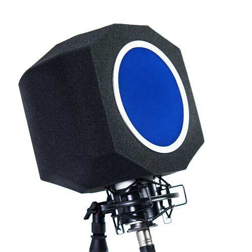 Microphone Isolation Shield with High-Density Foam – Adjustable Sound Absorbing Mic Shield for Podcasting, Streaming, Voice Recording, Vlogging – Fits Most Microphone Sizes - color: blue