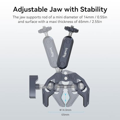 SMALLRIG Camera Mount Clamp, Ballhead Magic Arm and Adapter for Gopro, Camera Monitor Mount with 1/4"-20, 3/8"-16 Threaded Holes, Super Clamp for Gopro/DSLR/Stabilizer