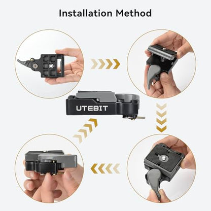 UTEBIT 323 RC2 Quick Release Plate, with 1/4" and 3/8" Camera Screw, Grey | Aluminum Alloy Rapid Adapter Tripod Mount Plate Fit Only for Manfrotto Tripod