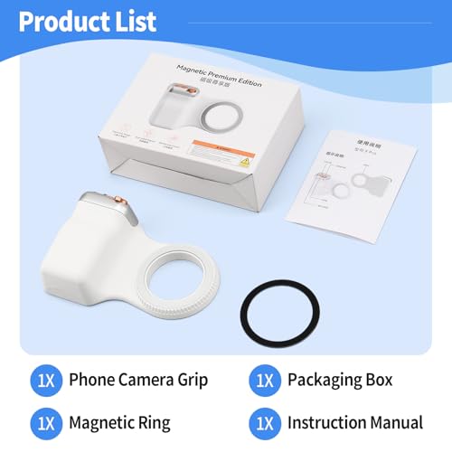 Magnetic Phone Camera Grip,Smartphone Shooting Holder, Selfie Handle Fun Shot Magnetic Grip for iPhone & Android with Wireless Shutter Button, Creator Kit for TikTok/Selfies/Photography/Video - size: Phone Camera Grip no Light