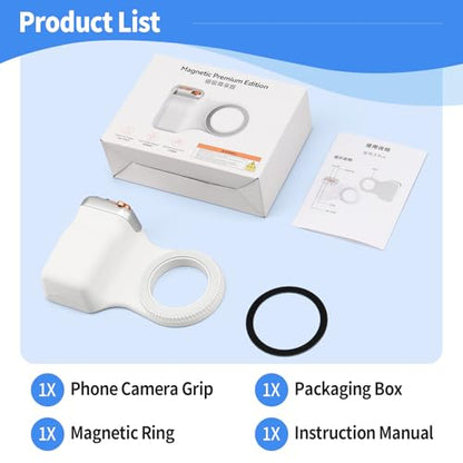 Magnetic Phone Camera Grip,Smartphone Shooting Holder, Selfie Handle Fun Shot Magnetic Grip for iPhone & Android with Wireless Shutter Button, Creator Kit for TikTok/Selfies/Photography/Video - size: Phone Camera Grip no Light