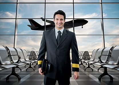 7x5ft Durable Airport Backdrop Fabric No Wrinkles Airplane Photography Backdrop Airport Terminal Window Background Pilot Party Travel Plane Theme Birthday Party Decorations Photo Shoot Props - size: 7x5FT