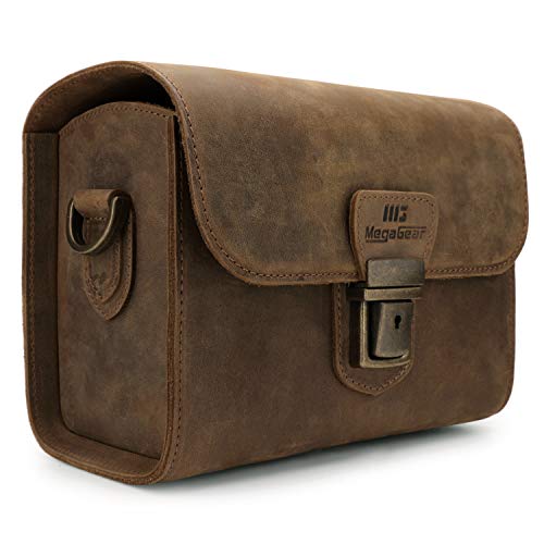 MegaGear Pebble Genuine Leather Camera Messenger Bag for Mirrorless, Instant and DSLR Cameras - color: Cinnamon