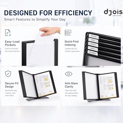 Tarifold Desktop Reference & Display System, 10 Double-Sided Pockets, 20 Sheet Capacity, Durable Metal Base, Easy-Load Polypropylene Pockets, Letter-Size, Made in Denmark, Black - color: Black, style: Desktop